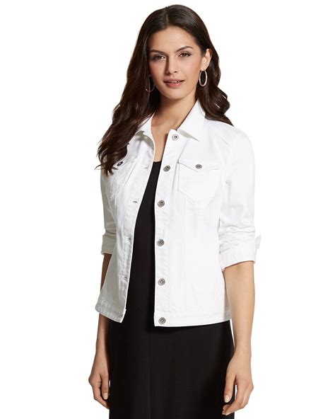 chicos white jacket|chicos long denim jacket.